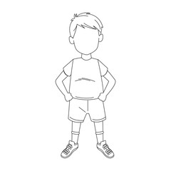 boy standing with tshirt and shorts, flat design