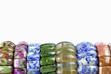 A set of bracelets made from natural stones of different breeds. Handmade products from natural...