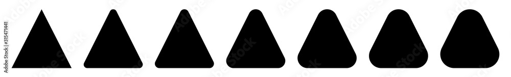 Wall mural triangle icon black rounded | label triangles | frame logo | emblem | traffic sign | road symbol | i