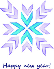 A single snowflake. Vector drawing drawn by hand. For clothing design, poster, logo, postcard, decoupage, things, fabric, cover, badge, packaging.