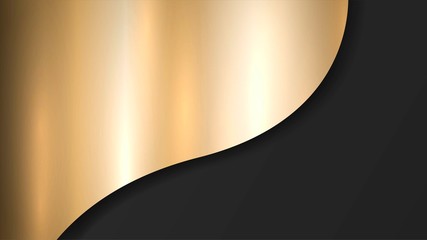 Abstract background with shiny golden surface on a black background