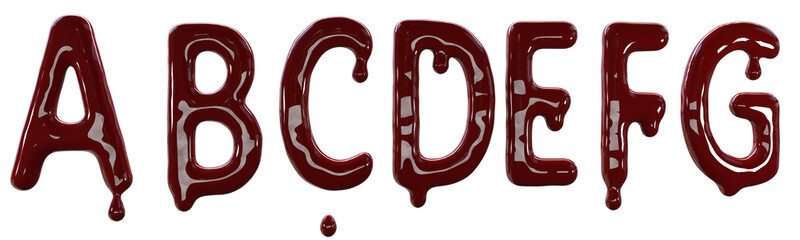 Creepy letters made from red fresh blood. 3d render isolated on white background. - 315471697