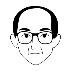 old man with glasses icon, flat design