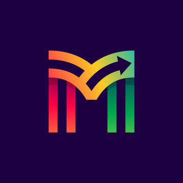 Letter M logo with arrow inside.