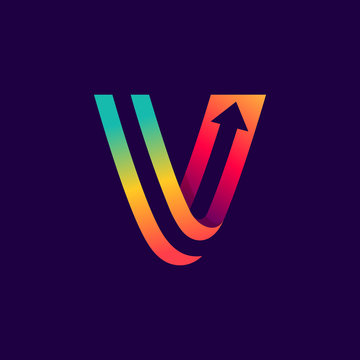 Letter V logo with arrow inside.