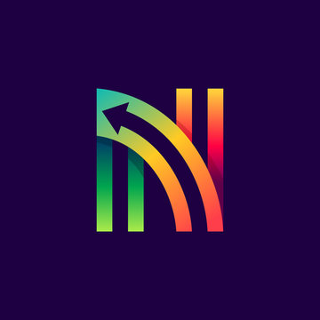Letter N logo with arrow inside.