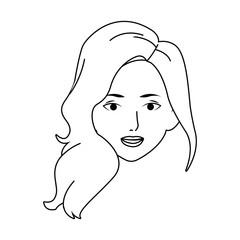 woman with long hair icon, flat design