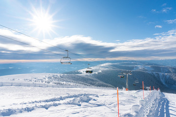 Obraz premium Stuhleck Semmering skiing region during winter