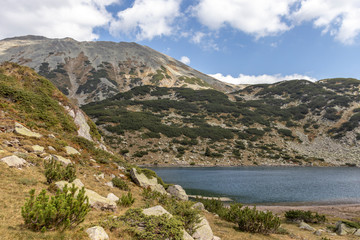 Fototapeta na wymiar Panorama of Fish Banderitsa lake, Pirin Mountain, Bulgaria