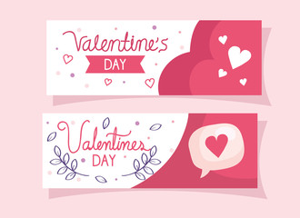 set of happy valentines day cards vector illustration design