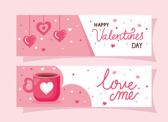 set of happy valentines day cards vector illustration design