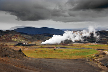 Geothermal region of Hverir in Iceland near Myvatn Lake, Iceland, Europe