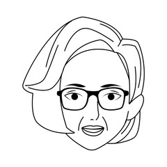 old woman face icon, flat design