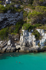 Elevated view of Cala Macarelleta in Menorca,Balearic Islands, Spain