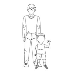 man and little boy icon, flat design
