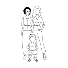 old woman, woman and boy, flat design