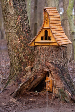 wooden sign in forest