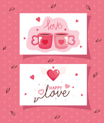 cards of happy valentines day with decoration vector illustration design