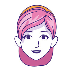 adult woman face icon, flat design