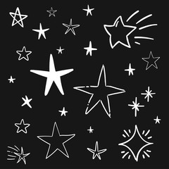 Hand drawn stars. Star doodle collection.