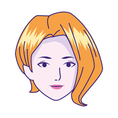 Young woman face icon, colorful design