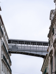 Image of the famous elevator in Lisbon: Santa Justa elevator or the Santa Justa elevator. It attracts many tourists