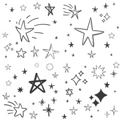Fototapeta premium Hand drawn stars. Star doodle collection.