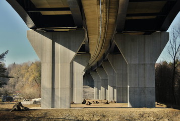 Pillars of the highway bridge