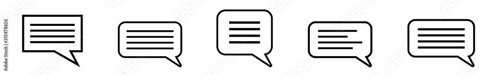 Poster speech bubble balloon lines icon black | shape text bubbles | communication symbol | message logo | 