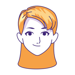 young woman face icon, flat design