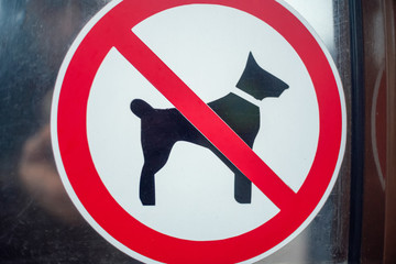 sign that dogs are not allowed close-up