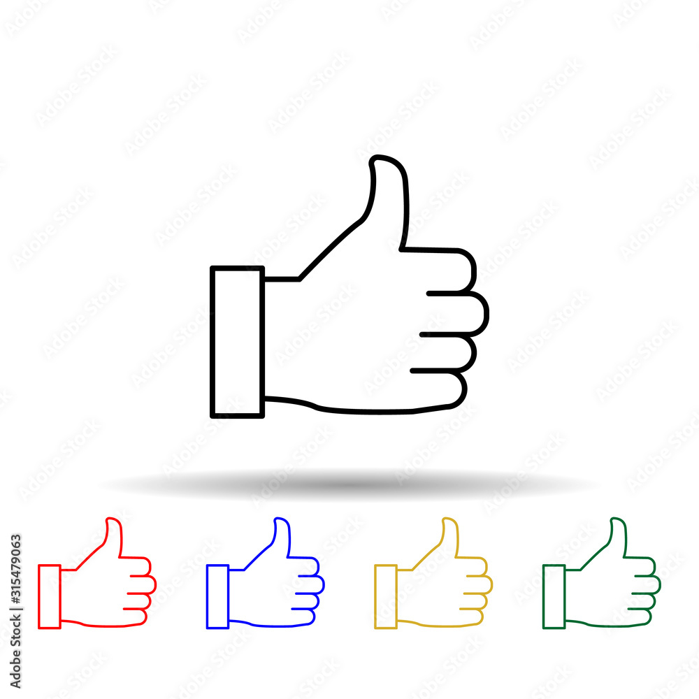 Poster hand with a thumb up multi color style icon. simple thin line, outline vector of web icons for ui an