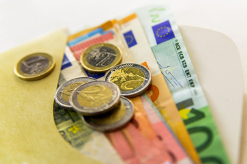 Money euro coins and banknotes