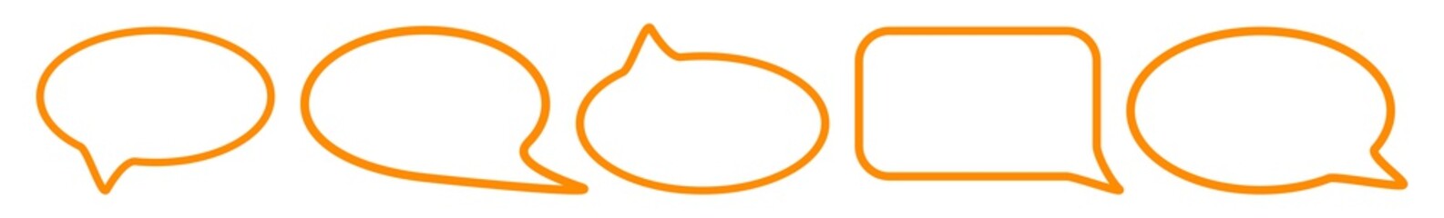 Speech Bubble Balloon Icon orange | Blank Shape Bubbles | Communication Symbol | Message Logo | Cartoon Sign | Isolated | Variations