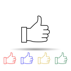 hand with a thumb up multi color style icon. Simple thin line, outline vector of web icons for ui and ux, website or mobile application