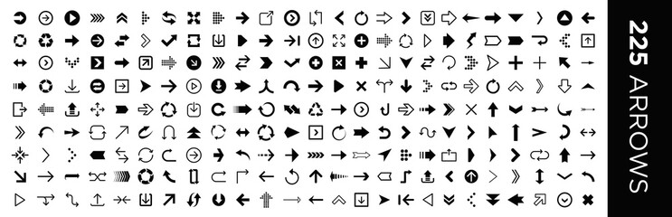 Arrows set of 225 black icons