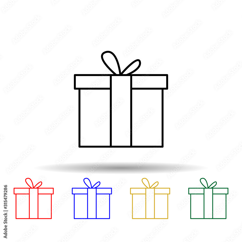 Poster gift box multi color style icon. simple thin line, outline vector of web icons for ui and ux, websit