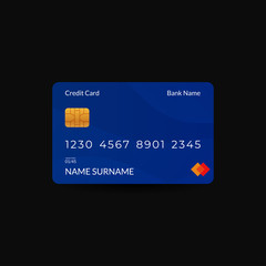 credit card design templates with blue color and wave motifs, editable text
