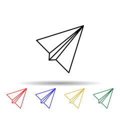 paper airplane multi color style icon. Simple thin line, outline vector of web icons for ui and ux, website or mobile application