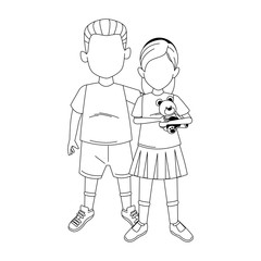 boy and girl standing icon, flat design