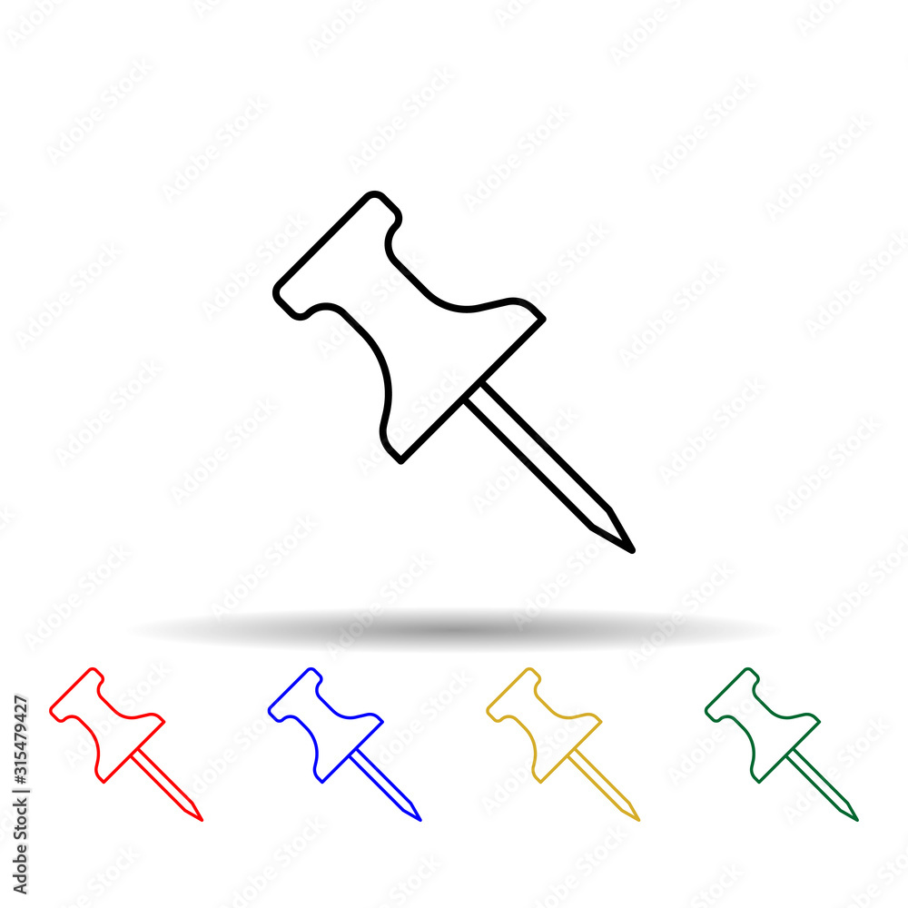 Poster needle pin multi color style icon. simple thin line, outline vector of web icons for ui and ux, webs
