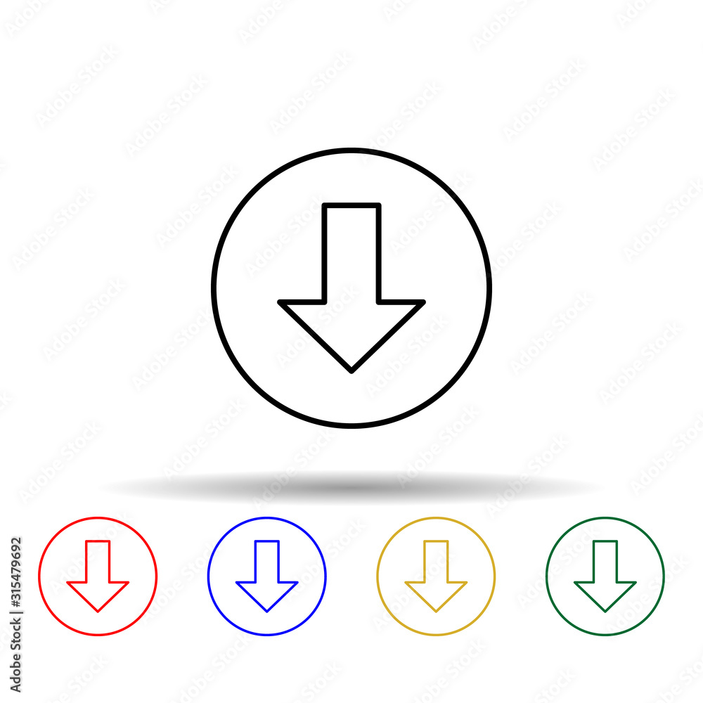 Poster download arrow multi color style icon. simple thin line, outline vector of web icons for ui and ux, 