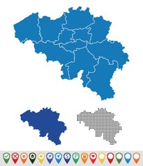 Fototapeta premium Set outline maps of Belgium