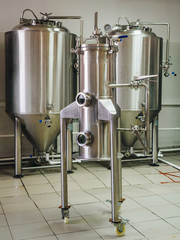 Brewery alcohol factory production. Modern containers technology