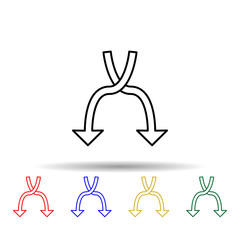 intersecting arrows multi color style icon. Simple thin line, outline vector of web icons for ui and ux, website or mobile application