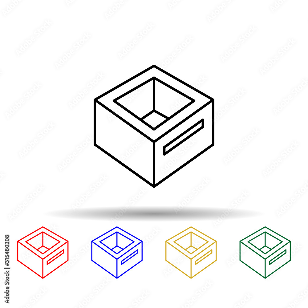 Poster box with a hole multi color style icon. simple thin line, outline vector of web icons for ui and ux,