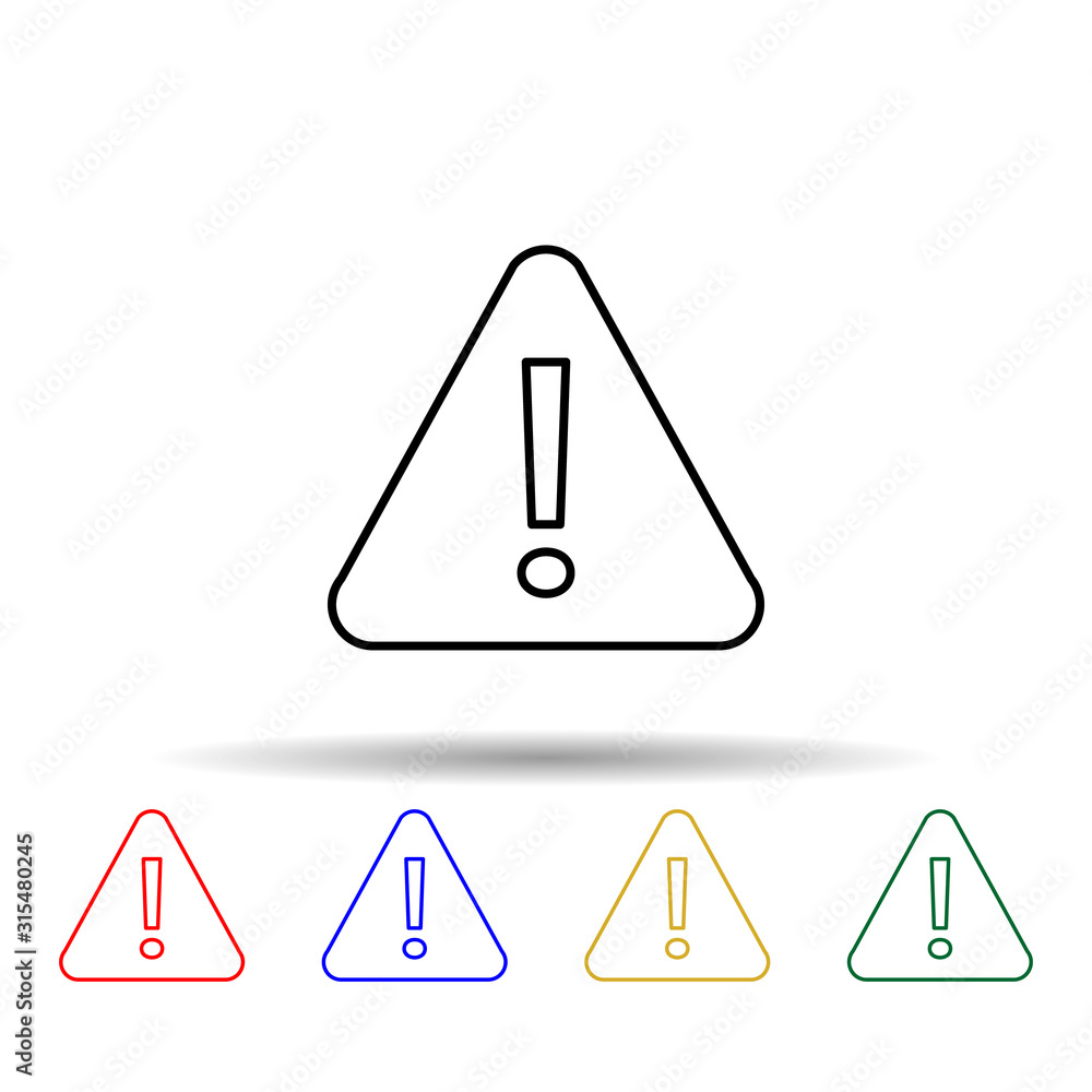 Poster triangular sign with exclamation point multi color style icon. simple thin line, outline vector of w