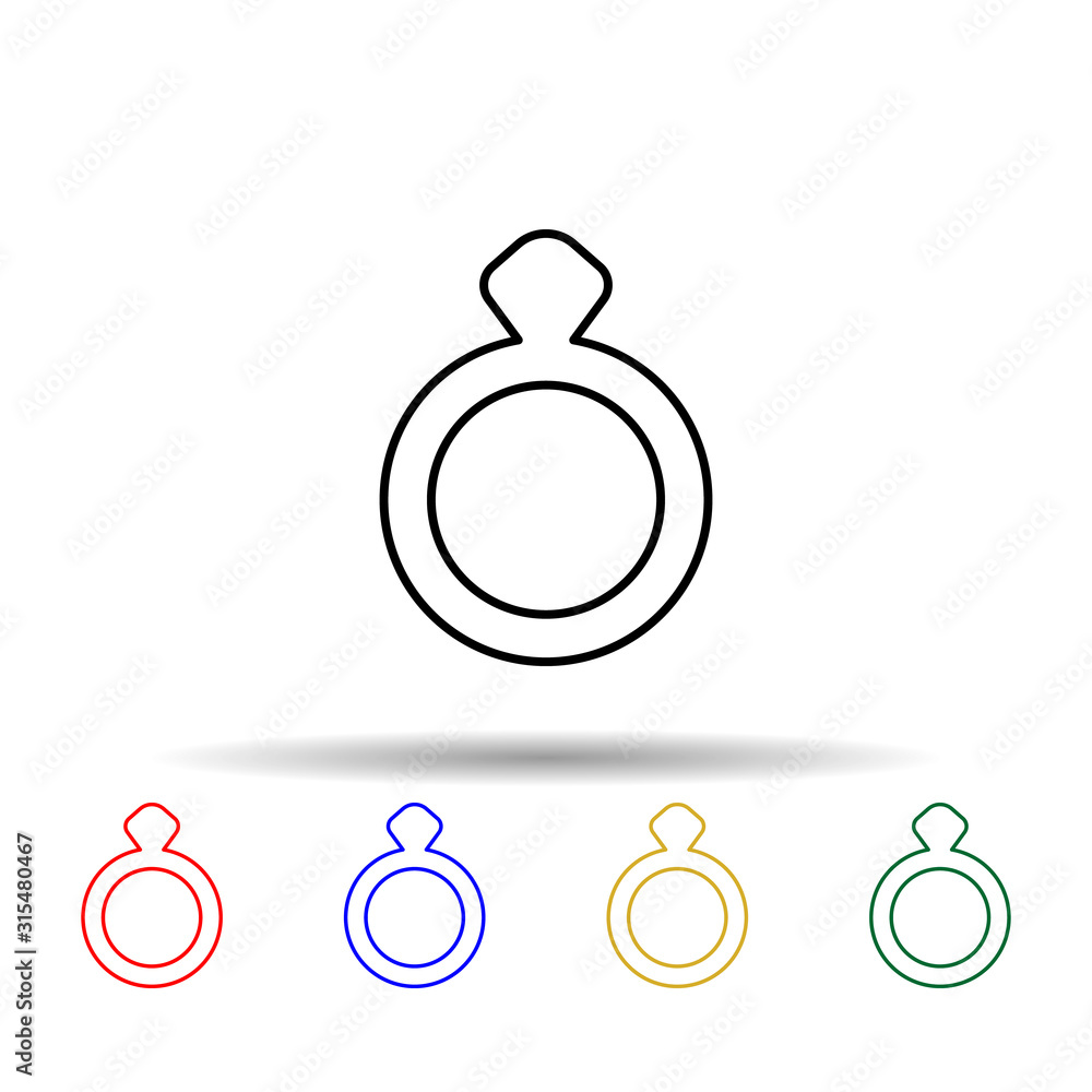Poster wedding ring multi color style icon. simple thin line, outline vector of web icons for ui and ux, we