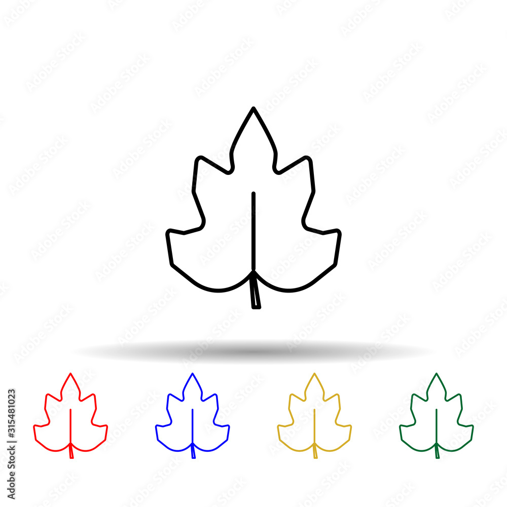 Poster maple leaf multi color style icon. simple thin line, outline vector of web icons for ui and ux, webs
