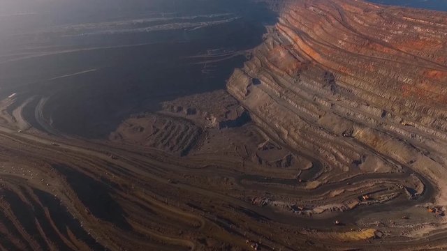 Quarry iron ore mining industry aerial photography.